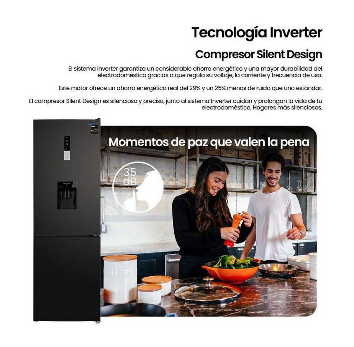INFINITON Frigorifico combi - INFINITON FGC-322TC85DDK, No Frost, Total No Frost, Altura 185,5 cm, Capacidad 322 l, Negro - Imagen 7