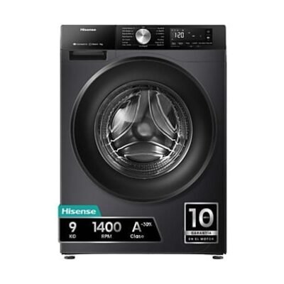 Hisense Lavadora carga frontal – Hisense WF3S9043BB3, 9 Kg, 1400 rpm, 14 programas, WiFi&Bluetooth, Clase A-30% Negro