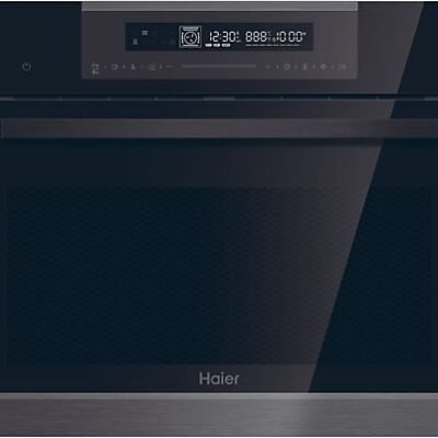 Haier Horno compacto – Haier Full Touch Series 4 HWO45CO4P7B, Multifunción, Pirolítico y por agua, 50 l, Función Pizza, 13 funciones, 60 cm, Negro