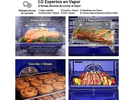 LG Horno a vapor - LG WS9D7672WM, Multifunción, Pirolítico, 76 l, 59.2 cm, Cristal negro mate - Imagen 8