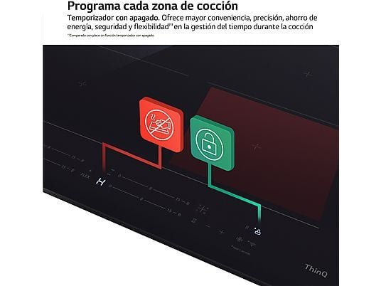 LG Placa inducción - LG CBIZ2432B, 3 Zonas, 1 Zona Flex, Ancho 59 cm, Cristal Negro - Imagen 8