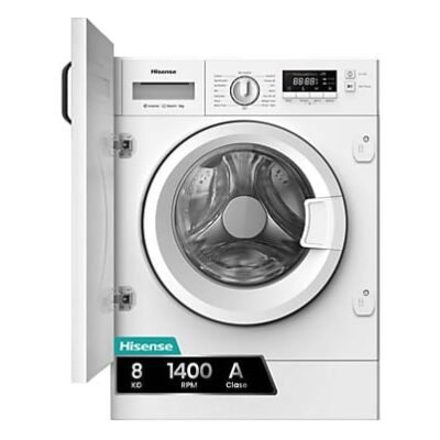 Hisense Lavadora integrable – Hisense WF3M841BWIES, 8 kg, 1400 rpm, 15 programas, Secado Allergy Care, Clase A, Sin Panelar