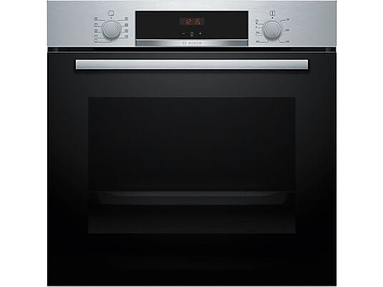 Bosch Horno - Bosch HBA514ES3, Serie 4, Multifunción, Limpieza por agua, 71 l, HotAir 3D, Mandos ocultables, 60 cm, inox