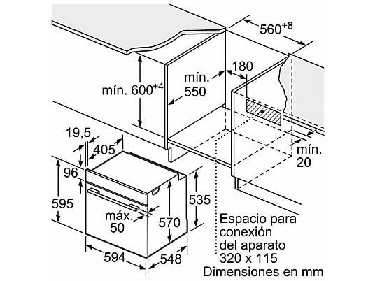 Bosch Horno - Bosch HBA514ES3, Serie 4, Multifunción, Limpieza por agua, 71 l, HotAir 3D, Mandos ocultables, 60 cm, inox - Imagen 2
