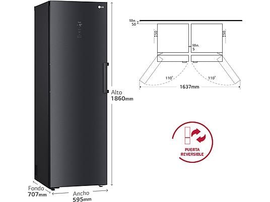 LG Congelador vertical - LG GFM61MCCSF, 324 l, 186 cm, No Frost, LinearCooling™, Negro - Imagen 3