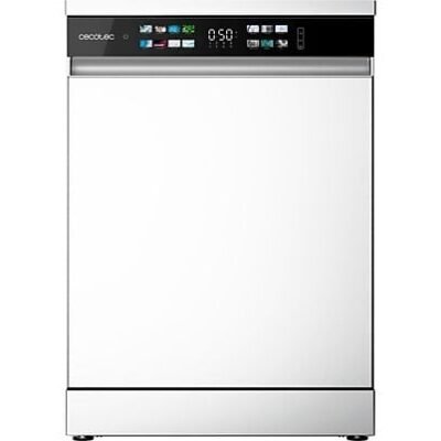 Cecotec Lavavajillas – Cecotec Bolero Aguazero 6210 D, 15 cubiertos, 14 programas, 60 cm, Tercera bandeja, Pantalla FullColor XXL, Dual Zone Wash, Whi