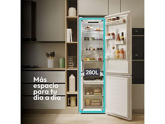 Candy Frigorífico combi - Candy City Fresco CNCQ2T518EW, Total No Frost Circle+, 182 cm, 279 l, Iluminación LED, Blanco - Imagen 4