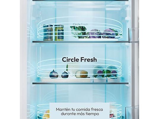 Candy Frigorífico combi - Candy City Fresco CNCQ2T518EW, Total No Frost Circle+, 182 cm, 279 l, Iluminación LED, Blanco - Imagen 6