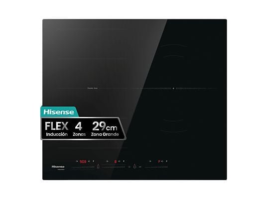Hisense Placa inducción - Hisense HI6352BSCE , 3 zonas, Zonas Flex, Zona XL 29 cm, 7400W, 59 cm, Negro