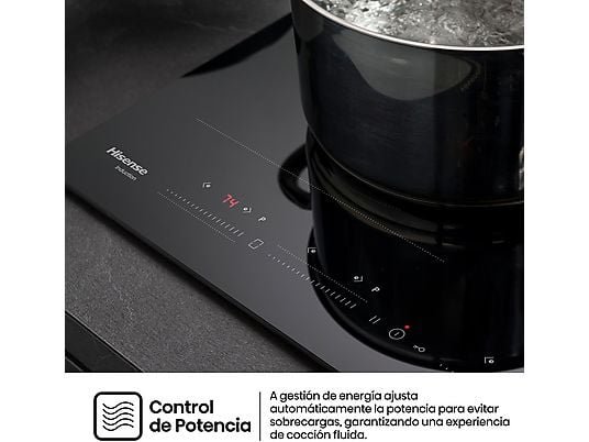 Hisense Placa inducción - Hisense HI6352BSCE , 3 zonas, Zonas Flex, Zona XL 29 cm, 7400W, 59 cm, Negro - Imagen 8