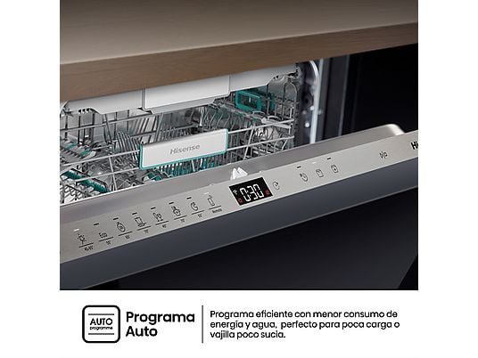 Hisense Lavavajillas integrable - Hisense HV673A65, 16 servicios, 7 programas, 59.8 cm, Tercera Bandejea, Wi Fi, Sin Panelar - Imagen 5