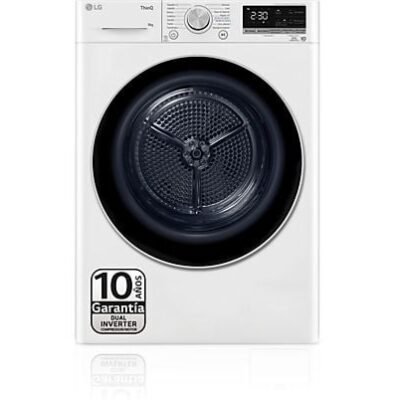 LG REACONDICIONADO Seminuevo Bueno Secadora bomba de calor – LG RH90V9AV3N, 9 kg, 14 programas, Eco Hybrid™, ThinQ™, Blanco