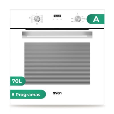 Horno multifunción – SVAN SHM8700DCB, Libre instalación, 70 l, 59,5 cm, Cristal blanco