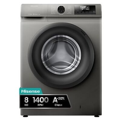 Hisense Lavadora carga frontal – Hisense WF1Q8041BT, 8 kg, 1400 Rpm, Función Vapor, Eficiencia A-20%, Gris