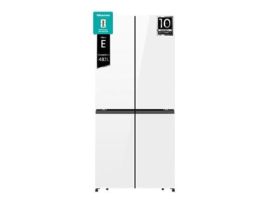 Hisense Frigorífico americano - Hisense RQ5P470SETE, Total No Frost, 178.5 cm, 483 l, WiFi, Inverter, Cristal Blanco