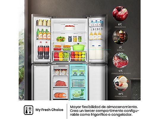 Hisense Frigorífico americano - Hisense RQ5P470SETE, Total No Frost, 178.5 cm, 483 l, WiFi, Inverter, Cristal Blanco - Imagen 7