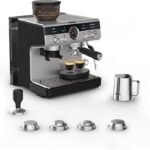Krups Cafetera express - Krups Precision XP801T, Molinillo integrado, 30 ajustes de molienda, 15 bares, 1500 W, 3.5 L, Thermoblock, 2 tazas, Inox
