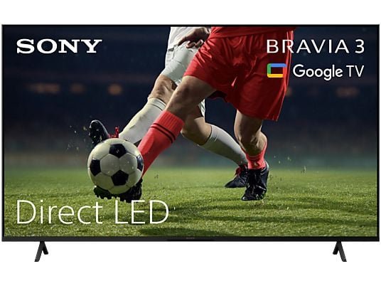Sony TV LED 65" - Sony Bravia 3, Direct LED, 4K HDR Processor X1 con IA, Smart TV (Google TV), TDT HD, DVB-T2, Dolby Atmos/Vision, Chromecast, Eco, 65