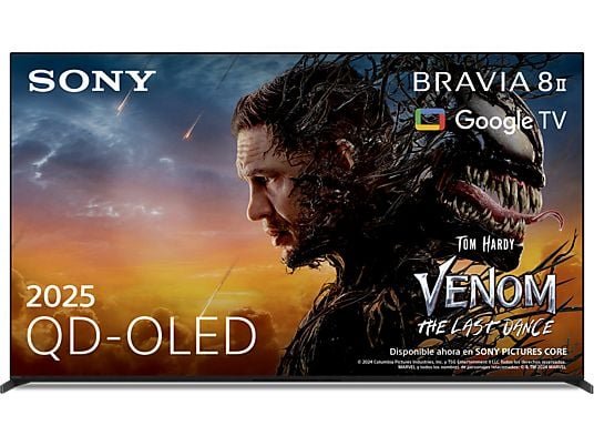 Sony TV QD-OLED 65" - Sony Bravia 8 II, Procesador XR con IA, Smart TV (Google TV), IMAX, Dolby Atmos/Vision, Chromecast, Airplay, PS5, 120Hz, Eco, 65
