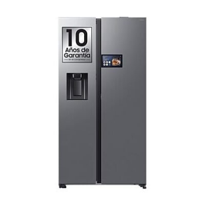 Samsung Frigorífico americano – Samsung Bespoke AI RS90F64EETEF, Mono Cooling, No Frost, 178.4 cm, 621 l, Dispensador de agua y hielo, Balda Botellero