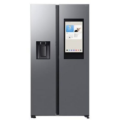 Samsung Frigorífico americano – Samsung Family Hub Bespoke AI RS90F66BETEF, Twin Cooling, 178.4 cm, 614 l, Dispensador agua y hielo, Balda botellero,