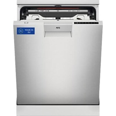 AEG Lavavajillas – AEG FFB76717PM, 14 servicios, 9 programas, 60 cm, Tercera bandeja, programa ExtraHygiene, Inox