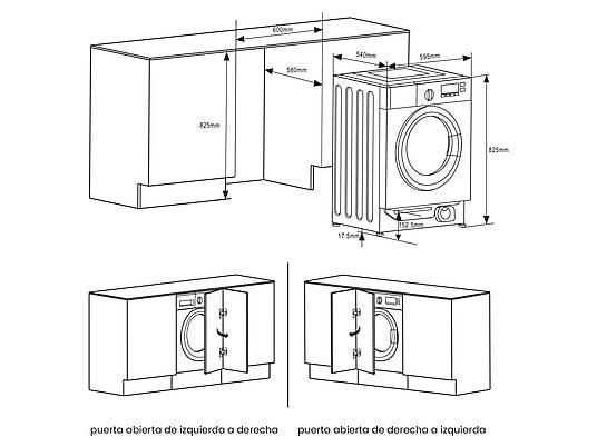 Lavadora secadora integrable - Infiniton WSD-BBG86WAD, 8 kg/6 kg, Inverter, 1400 rpm, Control Electrónico, Sin panelar - Imagen 2