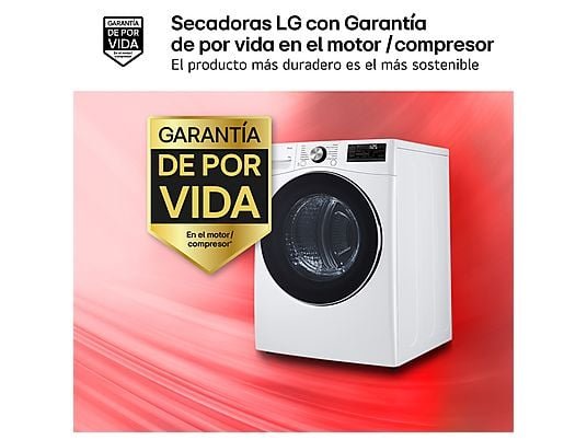 LG Secadora bomba de calor - LG RH18U8AVCW, 18 kg, 15 programas, 6 Motion™, Eco Hybrid™, Blanco - Imagen 4