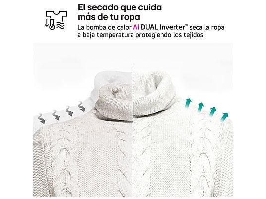 LG Secadora bomba de calor - LG RH18U8AVCW, 18 kg, 15 programas, 6 Motion™, Eco Hybrid™, Blanco - Imagen 7