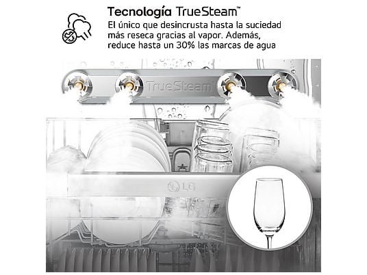 LG Lavavajillas - LG DF375HMS, 14 servicios, 10 programas, 60 cm, LED táctil, Tercera bandeja, TrueSteam™, QuadWash™, Acero negro grafito antihuellas - Imagen 6
