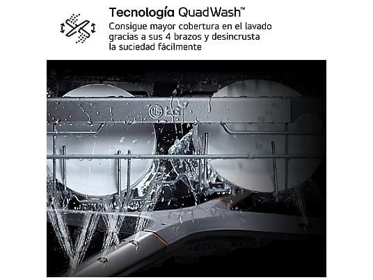 LG Lavavajillas - LG DF375HMS, 14 servicios, 10 programas, 60 cm, LED táctil, Tercera bandeja, TrueSteam™, QuadWash™, Acero negro grafito antihuellas - Imagen 7