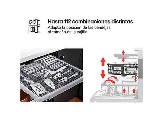 LG Lavavajillas - LG DF375HMS, 14 servicios, 10 programas, 60 cm, LED táctil, Tercera bandeja, TrueSteam™, QuadWash™, Acero negro grafito antihuellas - Imagen 8