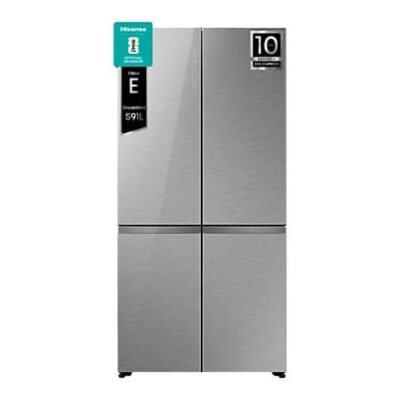 Hisense Frigorífico americano – Hisense RQ5P605NSVE, No Frost, 190 cm, 591 L, Kitchen Fit, Cajón de vacío, Cristal Inox
