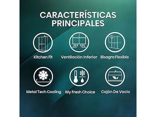 Hisense Frigorífico americano - Hisense RQ5P605NSVE, No Frost, 190 cm, 591 L, Kitchen Fit, Cajón de vacío, Cristal Inox - Imagen 3