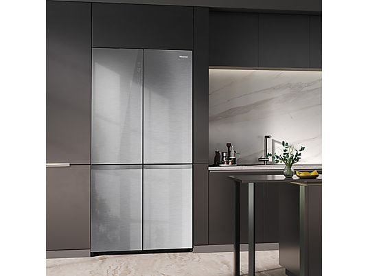 Hisense Frigorífico americano - Hisense RQ5P605NSVE, No Frost, 190 cm, 591 L, Kitchen Fit, Cajón de vacío, Cristal Inox - Imagen 4