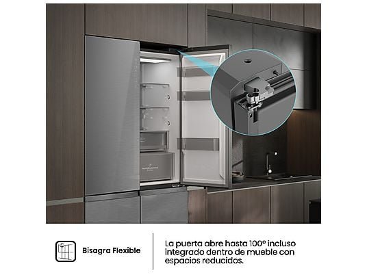 Hisense Frigorífico americano - Hisense RQ5P605NSVE, No Frost, 190 cm, 591 L, Kitchen Fit, Cajón de vacío, Cristal Inox - Imagen 8