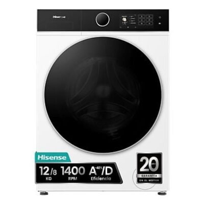 Hisense Lavadora secadora – Hisense WD5I1245BWR, 12/8 Kg, iFIT, Wi Fi, Programa especial mascotas, Blanco