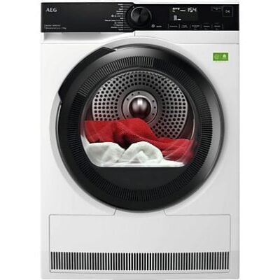 AEG Secadora bomba de calor – AEG TR839T4PB, 9 Kg, 12 programas, Función Anti-arrugas, Motor inverter, Blanco