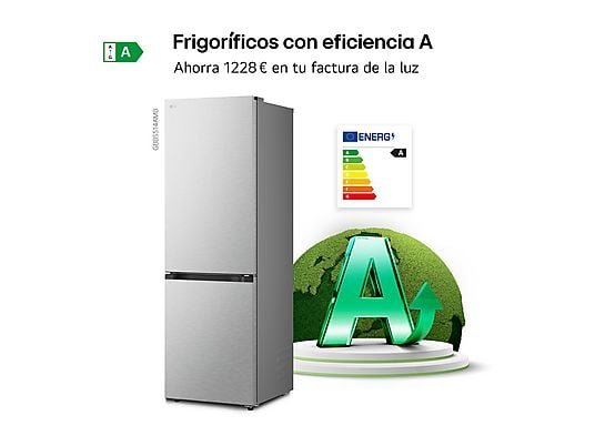 LG Frigorífico combi - LG GBBS514AMB, No Frost, 186 cm, 333 l, DoorCooling+™, FRESHBalancer™, Acero texturizado antihuellas - Imagen 8