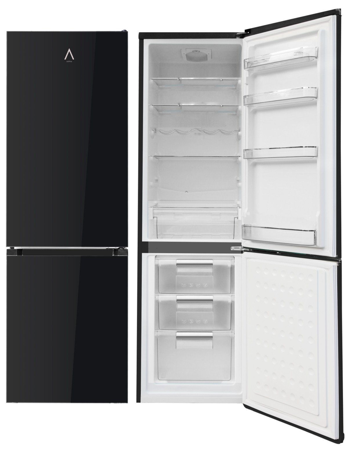 ALPHA Frigorífico combi - ALPHA Pegasus Elite Pro-55, Altura 182 cm, Capacidad 250 l, Negro