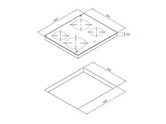 Teka Placa vitrocerámica - Teka TTC 64010 CRD, 4 zona(s), 60 cm, 21 cm de diámetro de la zona grande, Negro - Imagen 2