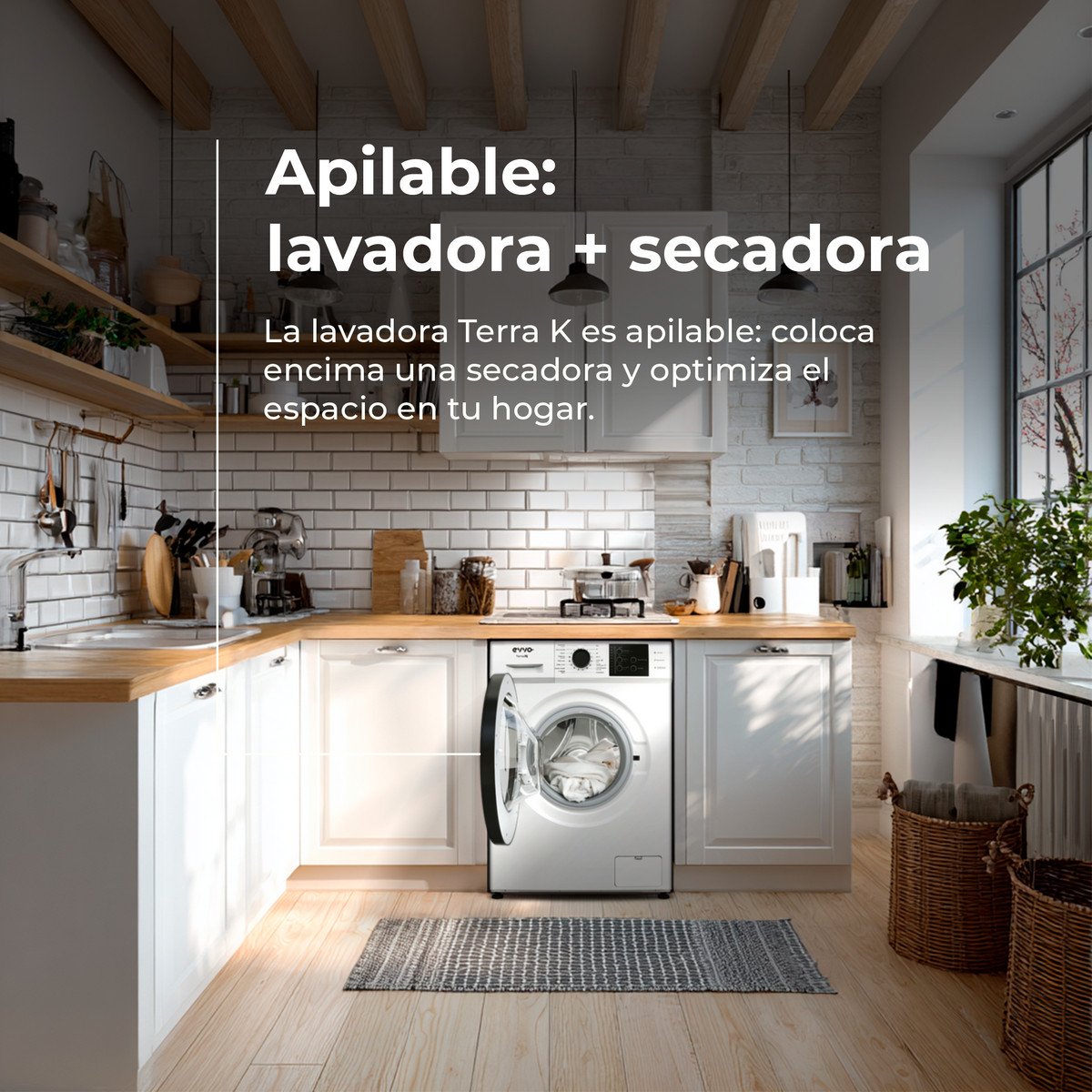 EVVO Lavadora carga frontal - EVVO Terra K6, 6 kg, Blanco - Imagen 3