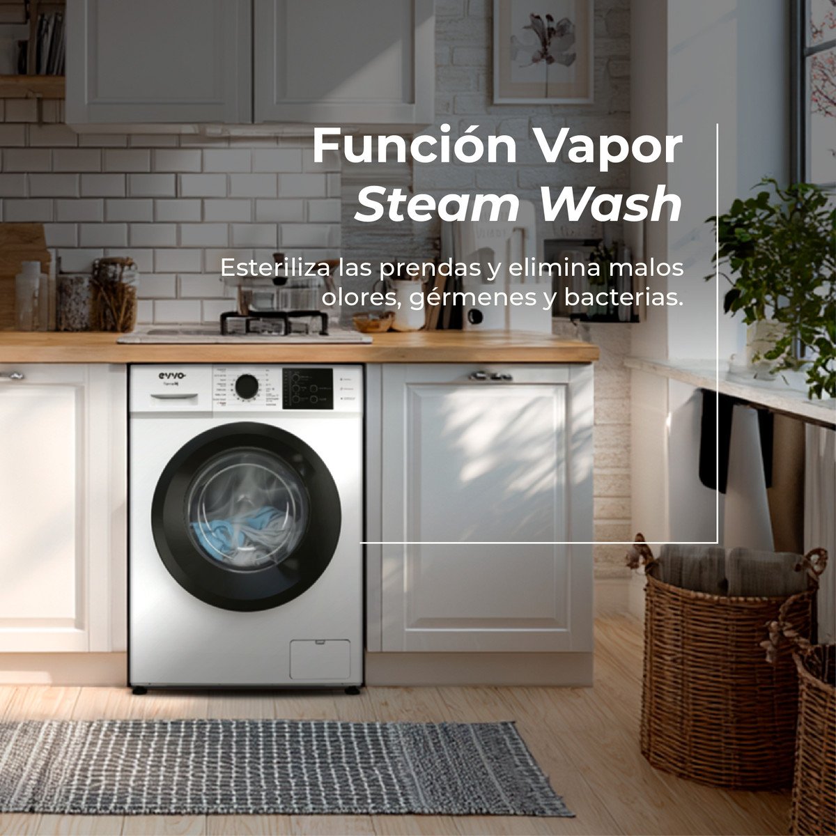 EVVO Lavadora carga frontal - EVVO Terra K6, 6 kg, Blanco - Imagen 4