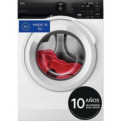AEG Lavadora carga frontal – AEG LFE6G54H2B, 10.5 kg, 1400 rpm, 10 programas, Ciclo rápido 45 min, Higiene con Vapor, Blanco