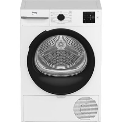 Beko Secadora bomba de calor – Beko BM3T39220WB, 9 kg, 15 Programas, Pantalla digital, OptiSense, Filtro Fusión, AquaWave, Blanco