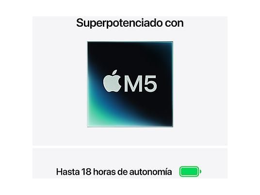 Apple MacBook Air (2026) 15.3" Retina, Chip M5 Apple, CPU de 10 núcleos, GPU de 10 núcleos, 24GB RAM, 1TB SSD, Plata, Sin cargador - Imagen 4
