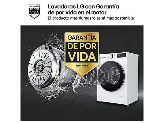 LG Lavadora carga frontal - LG F4X5009TLC, 9 kg, 1400 rpm, 12 programas, TurboWash 360º, Clase A-40%, Blanco - Imagen 8