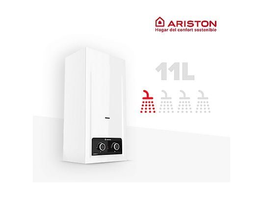 Ariston Termo eléctrico - Ariston AKROS 11 NG, 21 kW, 11 l, Control Exterior de Temperatura, Gas Natural, Blanco - Imagen 4