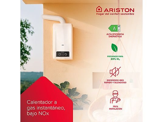 Ariston Termo eléctrico - Ariston Akros LPG, 21 kW, 11 l, Control Exterior de Temperatura, Gas Butano/Propano, Blanco - Imagen 3