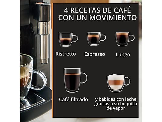 Krups Cafetera superautomática - Krups Intensity EA50K9, 4 bebidas, Espumador de leche manual, Granos de cafe, 15 bares, 1.7l, 2 Tazas, Compacta, negr - Imagen 4